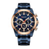 Curren 8361 blue stainless steel chain round chronograph dial men's hand watch