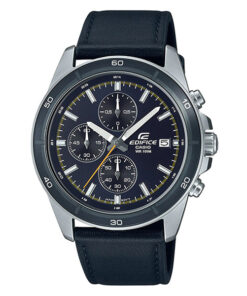 Casio Edifice EFR-526L-2C black leather strap &blue chronograph dial men’s classic watch