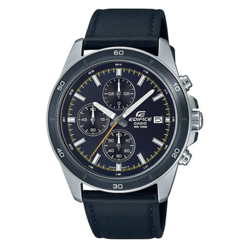 Casio Edifice EFR-526L-2C black leather strap &blue chronograph dial men’s classic watch