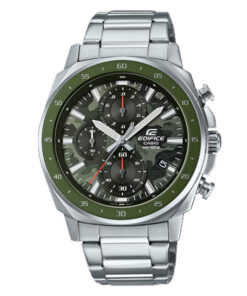Casio Edifice EFV-600D-3CV silver stainless steel & green dial men’s standard chronograph watch