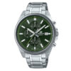 Casio Edifice EFV-610D-3CV silver stainless steel chain & green dial men’s chronograph gift watch