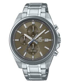 Casio Edifice EFV-610D-5CV silver stainless steel chain & brown dial men’s chronograph classic watch