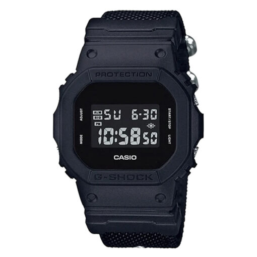 Casio-G-Shock-DW-5600BBN-1 black resin band square shape digital dial men's sports watch