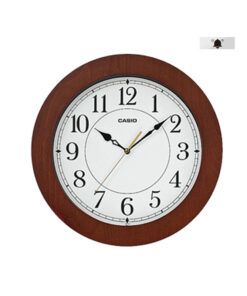 Casio IQ-133-5 brown wood case white analog numeric dial wall clock