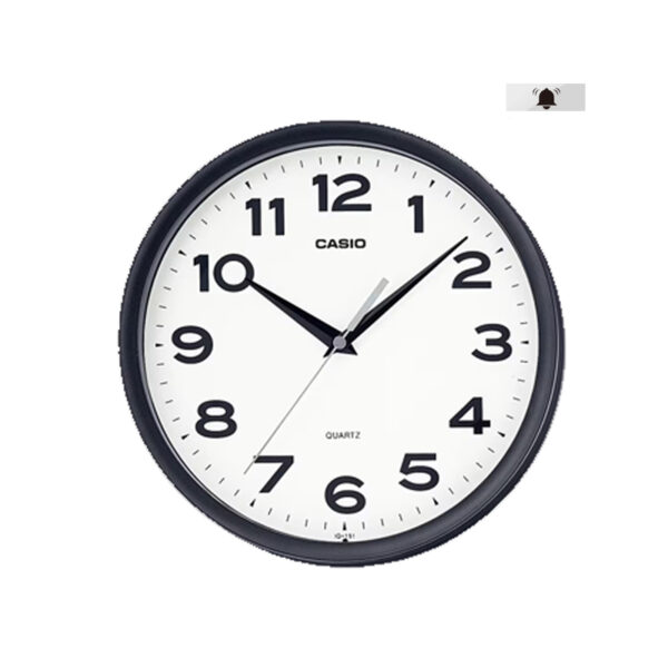 Casio IQ-151-1D black resin case white analog numeric dial simple wall clock