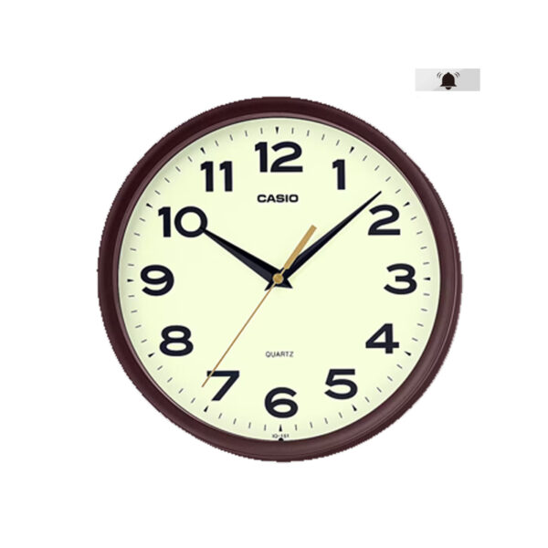 Casio IQ-151-5 black resin case brown analog numeric dial simple wall clock