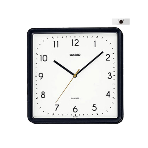 Casio IQ-152-1 black resin case white square analog numeric dial wall clock