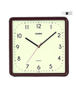 Casio IQ-152-5 brown resin case square analog numeric dial wall clock