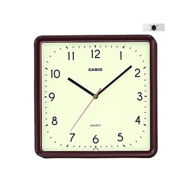 Casio IQ-152-5 brown resin case square analog numeric dial wall clock