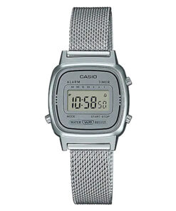 Casio LA670WEM-7D silver stainless steel mesh chain & digital dial ladies classical watch