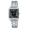 Casio LTP-V007D-1B silver stainless steel chain & black analog dial women classical watch