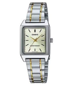 Casio LTP-V007SG-9E two tone stainless steel chain & golden analog dial ladies dress watch