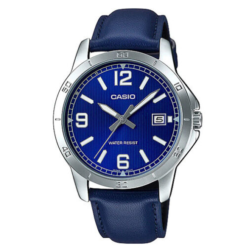 Casio MTP-V004L-2B blue leather strap & blue analog dial men’s hand watch