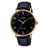 Casio Enticer MTP-VT01GL-1B2 black leather band & black analog dial men's dress watch