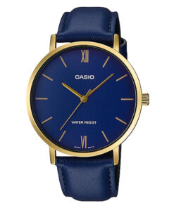 Casio MTP-VT01GL-2B blue leather band & blue analog dial men's wrist watch