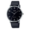 Casio MTP-VT01L-1B2 black leather band & black analog dial men's dress watch