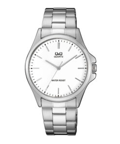 Q&Q QA06J201Y silver stainless steel chain & white simple analog dial men's wrist watch