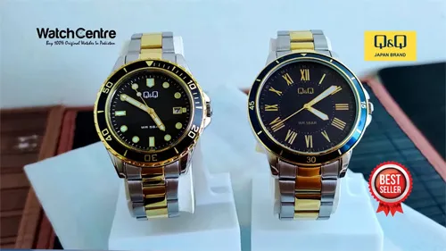 Q&Q A172J412Y & A172J412Y two tone stainless steel chain round analog dial men's gift watches video review