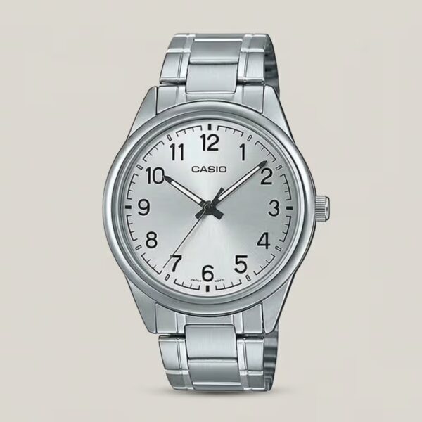 Casio MTP-V005D-7B4 silver stainless steel chain & silver analog dial men’s standard watch