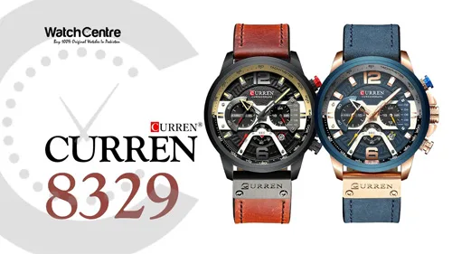 Curren 8329 series men's chronograph sports watches in genuine leather strap video review