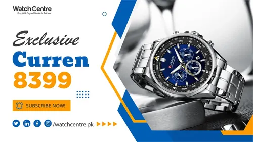 Curren 8399 silver stainless steel chain blue chronograph dial men's wrist watch video review