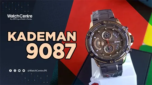 Kademan 9087 brown stainless steel chain round chronograph dial men's dress watch