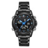 NaviForce 9050 black stainless steel chain & round analog digital dial dress watch