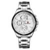 NaviForce NF9089 silver stainless steel & white chronograph dial men's dress watch