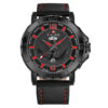 NaviForce NF9122 Day Date Display Black Leather Men's Watch