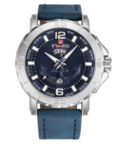NaviForce NF9122 blue leather strap & analog with day date dial men's classical watch