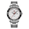 NaviForce NF9198 silver stainless steel chain & white analog dial men's dress watch