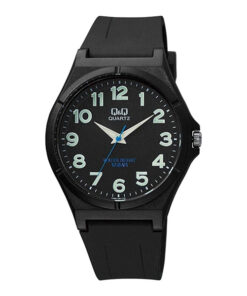 Q&Q VQ66J025Y black resin band & black analog numeric dial men's formal watch