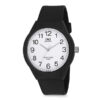 Q&Q VR28J002Y black resin band & white analog numeric dial unisex dress watch