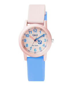 Q&Q VS49J002Y two tone resin band & pink numeric analog dial girls casual watch