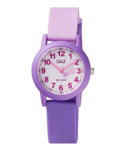 Q&Q VS49J004Y two tone resin band & pink numeric analog dial girls formal watch