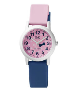 Q&Q VS49J005Y two tone resin band & pink numeric analog dial girls stylish watch