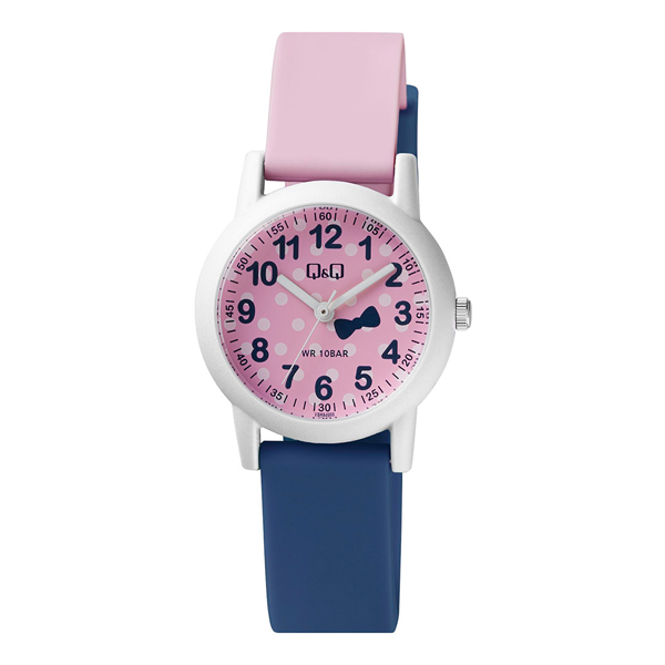 Q&Q VS49J005Y two tone resin band & pink numeric analog dial girls stylish watch