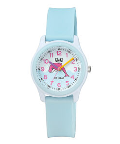 Q&Q VS59J005Y blue resin band & white analog numeric dial girls wrist watch