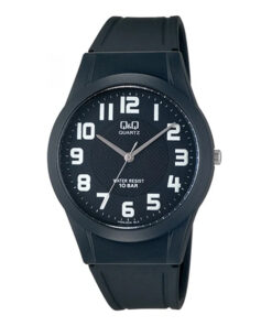 Q&Q VQ50J004Y black resin band & black analog numeric dial men's wrist watch