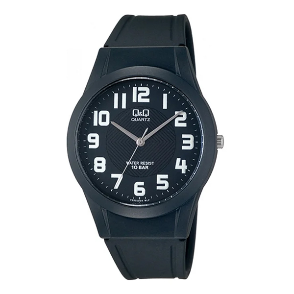 Q&Q VQ50J004Y black resin band & black analog numeric dial men's wrist watch