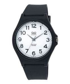 Q&Q VQ66J004Y black resin band & white analog numeric dial unisex classical watch