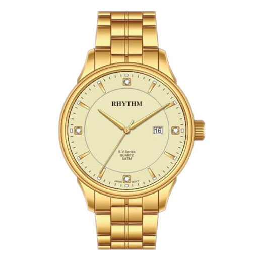 Rhythm GS1608S08 golden stainless steel band & analog dial ladies gift watch