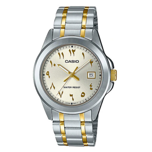 Casio MTP-1215SG-7B3 wo tone stainless steel silver arabic numerical dial mens wrist watch