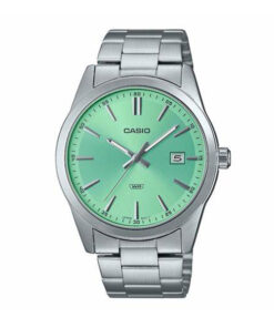 casio-MTP-VD03D-3A2-green-analog-dial-silver-chain-mens-dress-watch