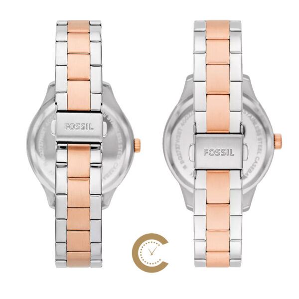Fossil New Couple Gift Watch Set in Blue Dial & Rose Gold Chain - Image 2