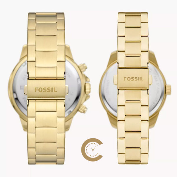Fossil green dial and golden chain gift watch bracelet view