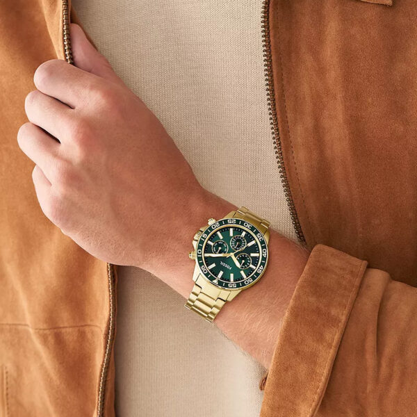 Fossil Pair Gift Watch for His & Her in Golden Chain & Green Dial - Image 2
