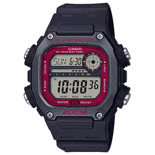 Casio DW-291H-1BV rugged black digital watch with 200-meter water resistance and 10-year battery life.