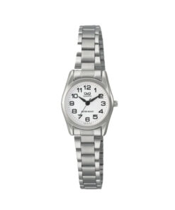 Q&Q Q639J204Y-white-numeric-dial-silver-chain-analog-female-hand-watch