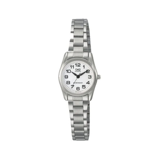 Q&Q Q639J204Y-white-numeric-dial-silver-chain-analog-female-hand-watch